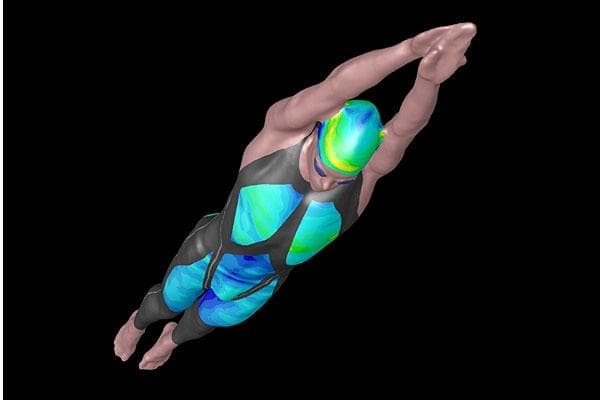Image de synthèse de la combinaison Speedo LZR Racer réalisée par la NASA