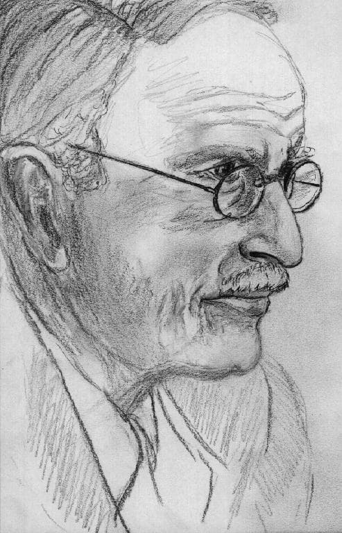 Black-and-white portrait of Carl Gustav Jung.