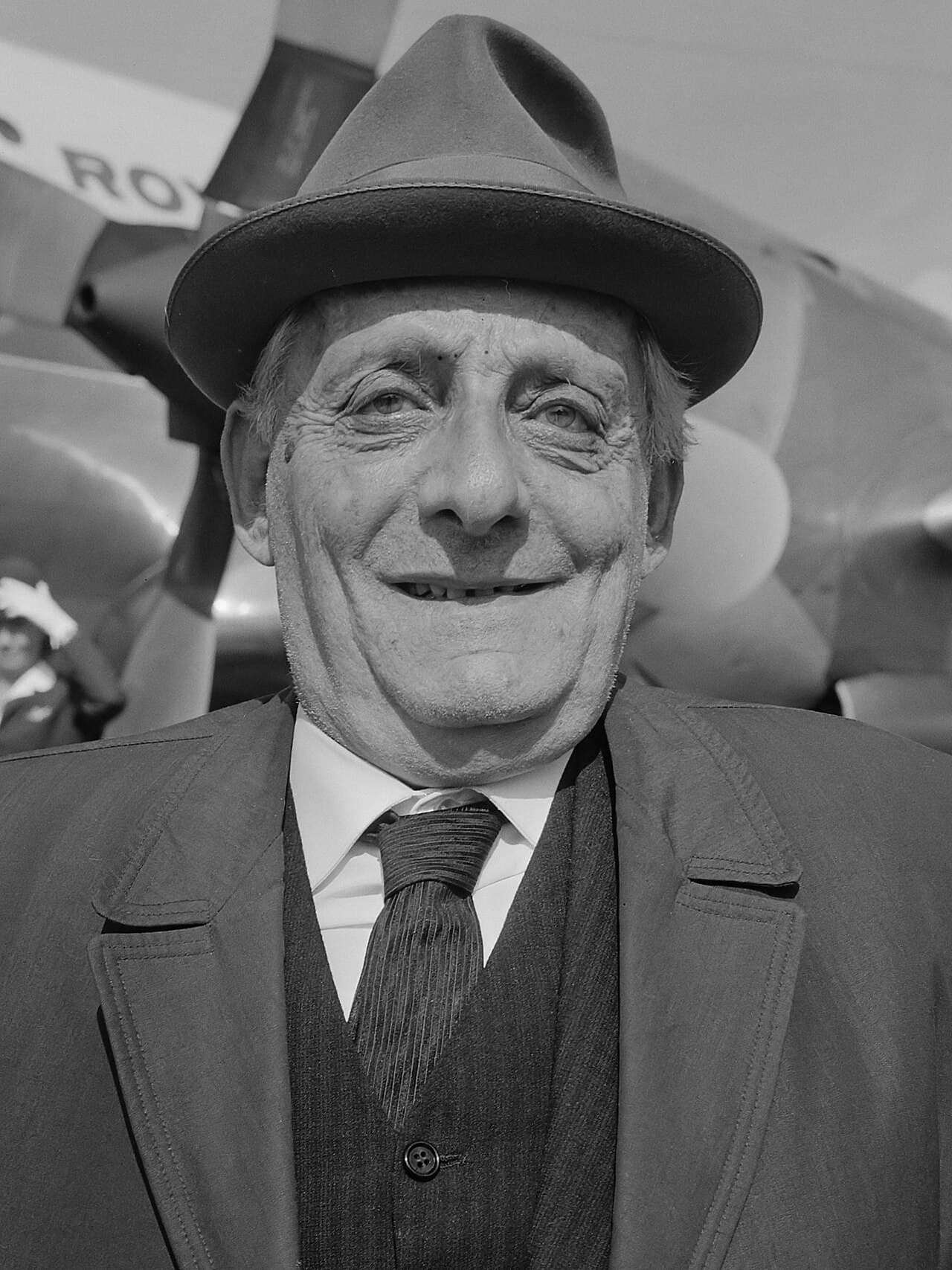 Black-and-white photograph of an older Max Brod, balding with glasses, in 1965.