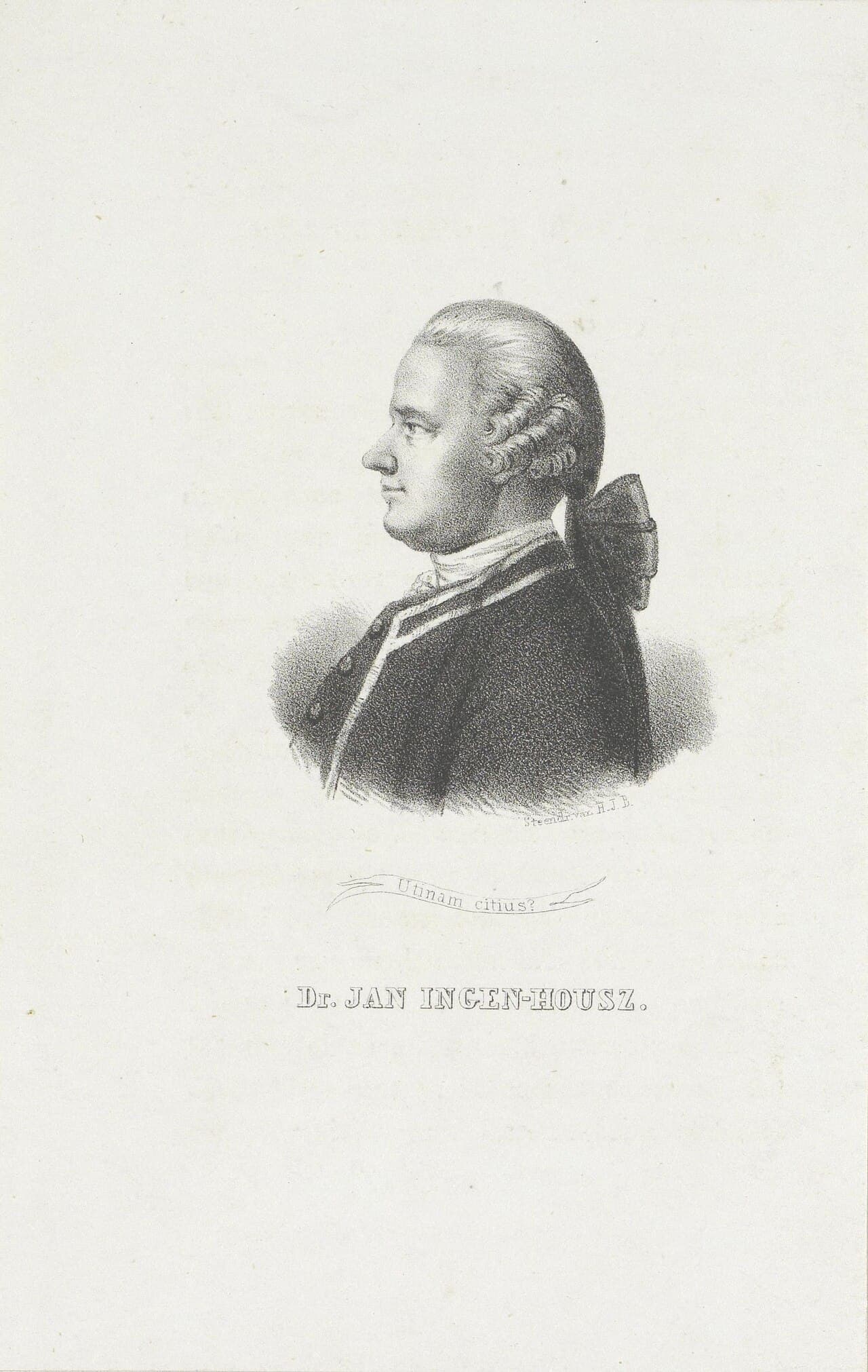 Portrait gravé de Jan Ingenhousz, physiologiste et chimiste néerlando-britannique du XVIIIe siècle.